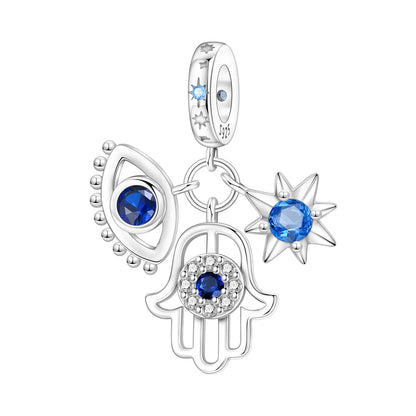 Blue Series Charm-Anhänger aus 925er-Sterlingsilber, Dackel-Feder, Meer, Kokosnussbaum, Stern, Hexe, passend für DIY-Armbänder, Halsketten, Partygeschenke