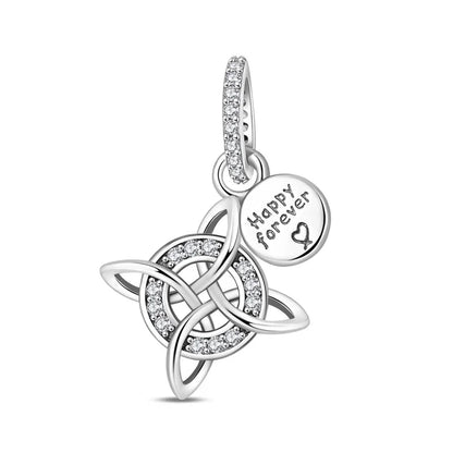 Romantische Schleifenperlen aus 925er-Sterlingsilber und herzförmiger, unendlicher baumelnder Charm, passend für Armbänder, schöne Schmuck-Accessoires, Geschenke