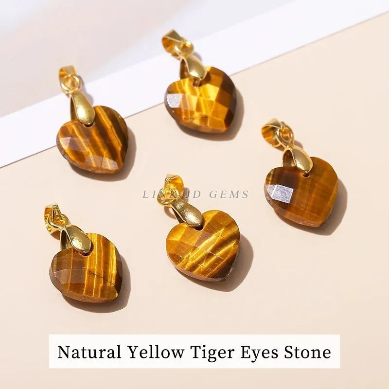 5 teile/los natürliche rosa Quarz Amethyst Lapislazuli facettierte Herz Anhänger 12*5mm kleine Gold Charms für Schmuck herstellung Zubehör