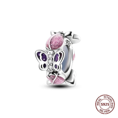 Lucky Clover Clip Charms 925 Sterling Silber Original Black Cat Stopper Clamp Silikon Spacer Charm für DIY Schmuck Armband