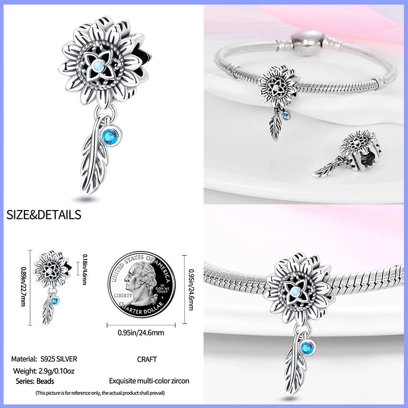Modische 925er-Sterlingsilber-Charms mit buntem Traumfänger, Perlen für Qikaola 925 Original-Armbänder, exquisiter DIY-Schmuck, Geschenke