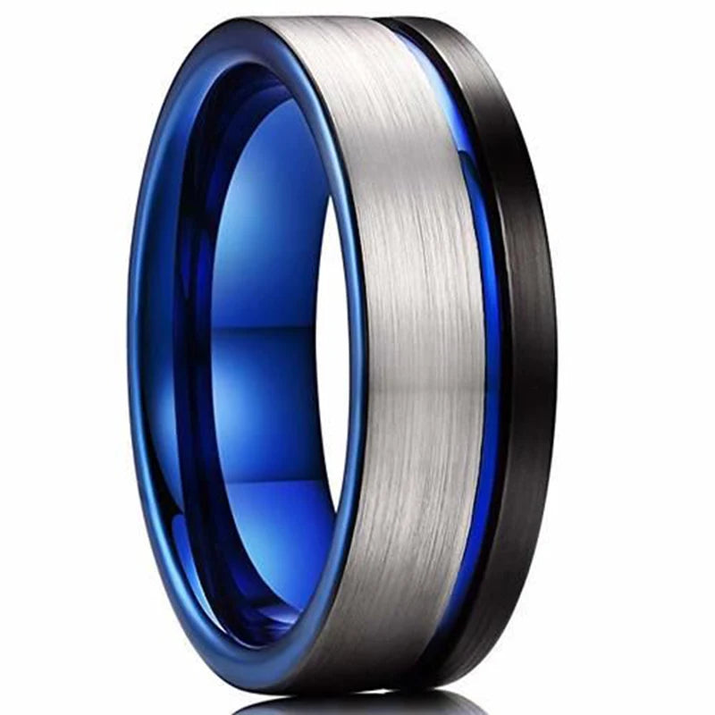 Moderne 8mm Schwarz Titan stahl Ringe für Männer Frauen Nut Facetten Edelstahl Männer Ring Hochzeit Band schmuck Großhandel