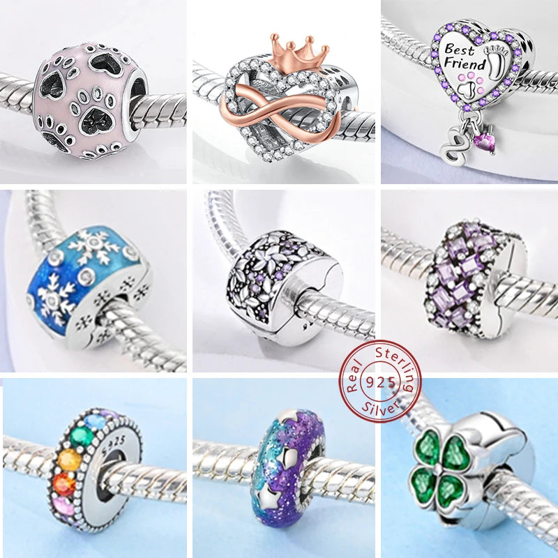 Charm Heiße Verkäufe 925 Sterling Silber Charms Perlen CZ Pave Runde Clip Charms Fit Original Armband Halskette Charms Schmuck Geschenk