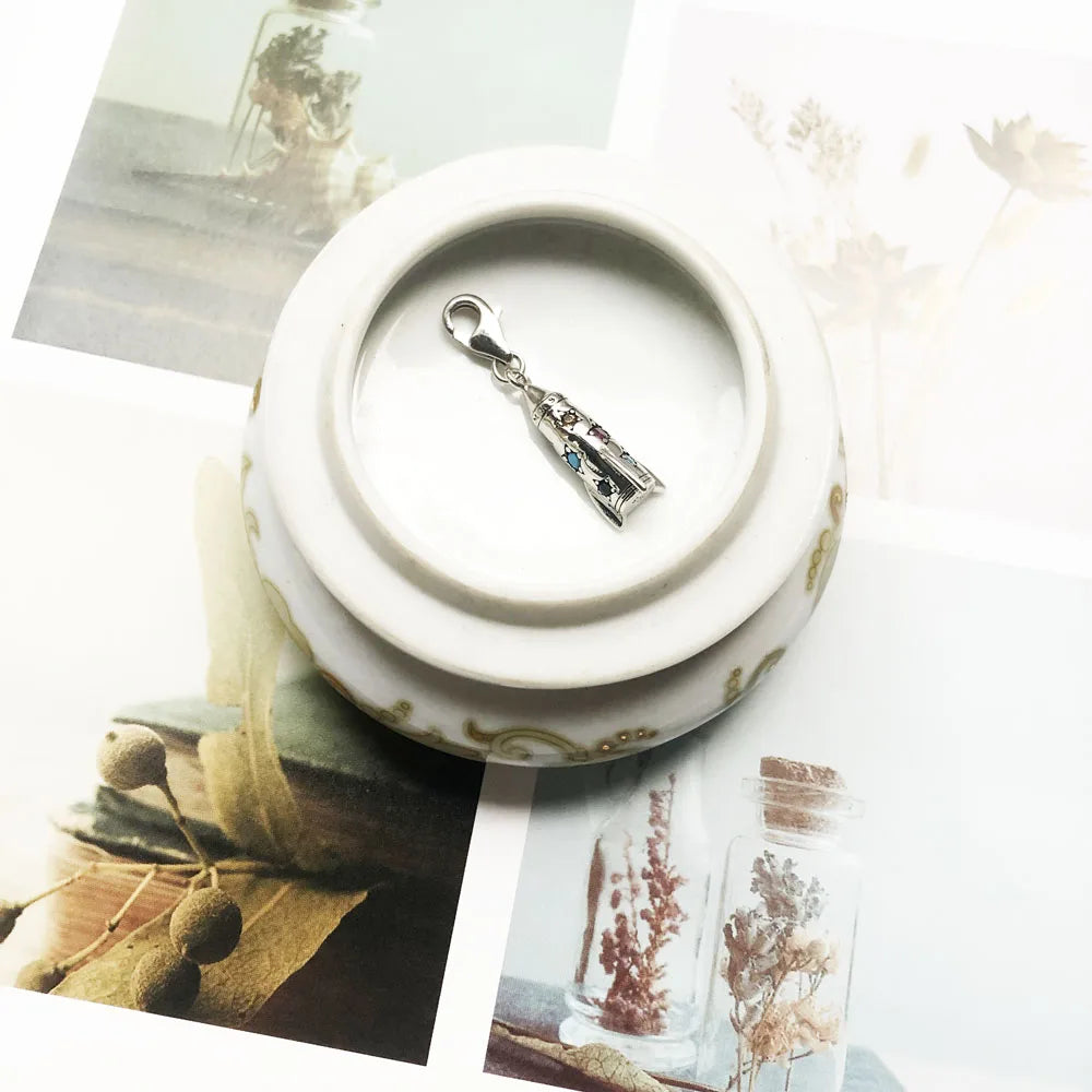 Neuer bunter Raketen-Anhänger, baumelnder Charm, 925er Sterlingsilber, Modeschmuck für Damen und Herren, trendiges Geschenk