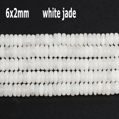 44 Arten weiße Chalcedon-Jade-Achat-Perle, Naturstein, Rondelle-Würfel, facettierte lose Perlen für Schmuckherstellung, Armbänder, Zubehör