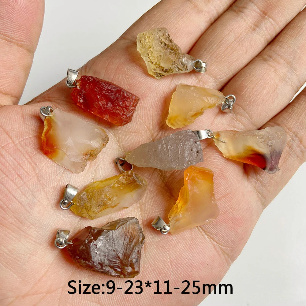 5 stücke Natürlichen Rauhen Stein Anhänger Unregelmäßige Form Healing Amethysten Labradorit Agat Quarz Anhänger Für DIY Handgemachte Halskette