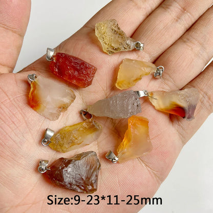 5 stücke Natürlichen Rauhen Stein Anhänger Unregelmäßige Form Healing Amethysten Labradorit Agat Quarz Anhänger Für DIY Handgemachte Halskette