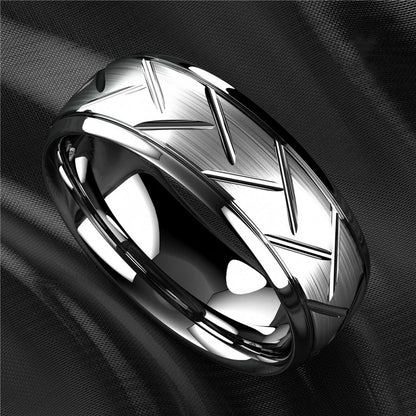 Moderne 8mm Schwarz Titan stahl Ringe für Männer Frauen Nut Facetten Edelstahl Männer Ring Hochzeit Band schmuck Großhandel