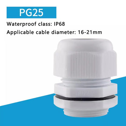PG7-PG36 Kabelverschraubung, Kabeleingang, IP68, wasserdicht, weißes Nylon-Kunststoff-Anschlussstück