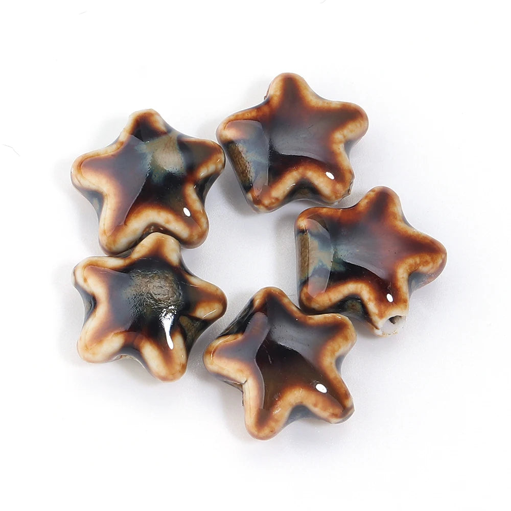 5 teile/los Keramik Stern Perlen Bunte 15x13,5mm Porzellan Lose Spacer Perlen Für DIY Schmuck Machen Armband halskette Zubehör