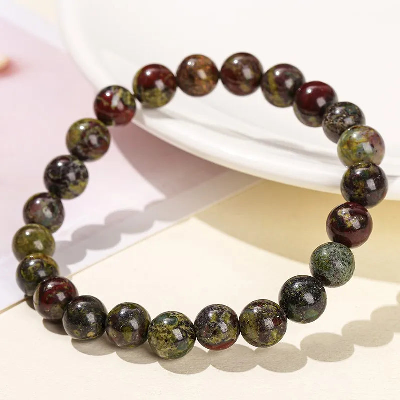 JD Natürliche Drachen Blutstein Jaspis Perle Strang Armband Frauen Männer Mode Schmuck Energie Heilung Stretch Yoga Balance Armreifen