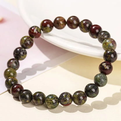 JD Natürliche Drachen Blutstein Jaspis Perle Strang Armband Frauen Männer Mode Schmuck Energie Heilung Stretch Yoga Balance Armreifen