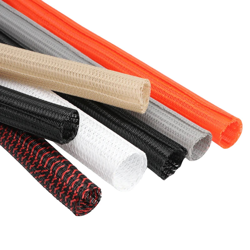 5/10 Meter PET-Geflechtkabelhülle 3mm~32mm Selbstschließende Ummantelung Hoher Schutz Verschleißfeste Isolierte Ummantelung Kabelorganisator