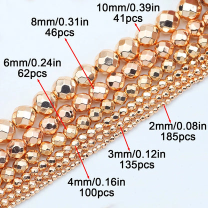 15'' Mehrfarbiger facettierter runder Hämatit-Naturstein 2/3/4/6/8/10 mm lose Perlen für DIY-Schmuckherstellung, Armband, Halskette, Earri