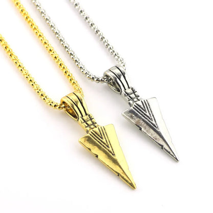 2022 silber Farbe Retro Persönlichkeit Schwarz Dreieck Pfeilspitze Halskette Anhänger Nische Stil Punk Schmuck Party Geschenk Für Männer Und Wo
