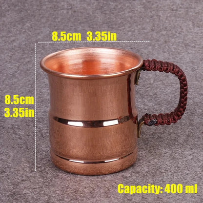 Handgefertigter Biermilchbecher aus reinem Kupfer mit Webgriff, verdickter Moskauer Wassermul, 400 ml, Frühstückstasse, Moskauer Trinkgeschirr, Geschirr