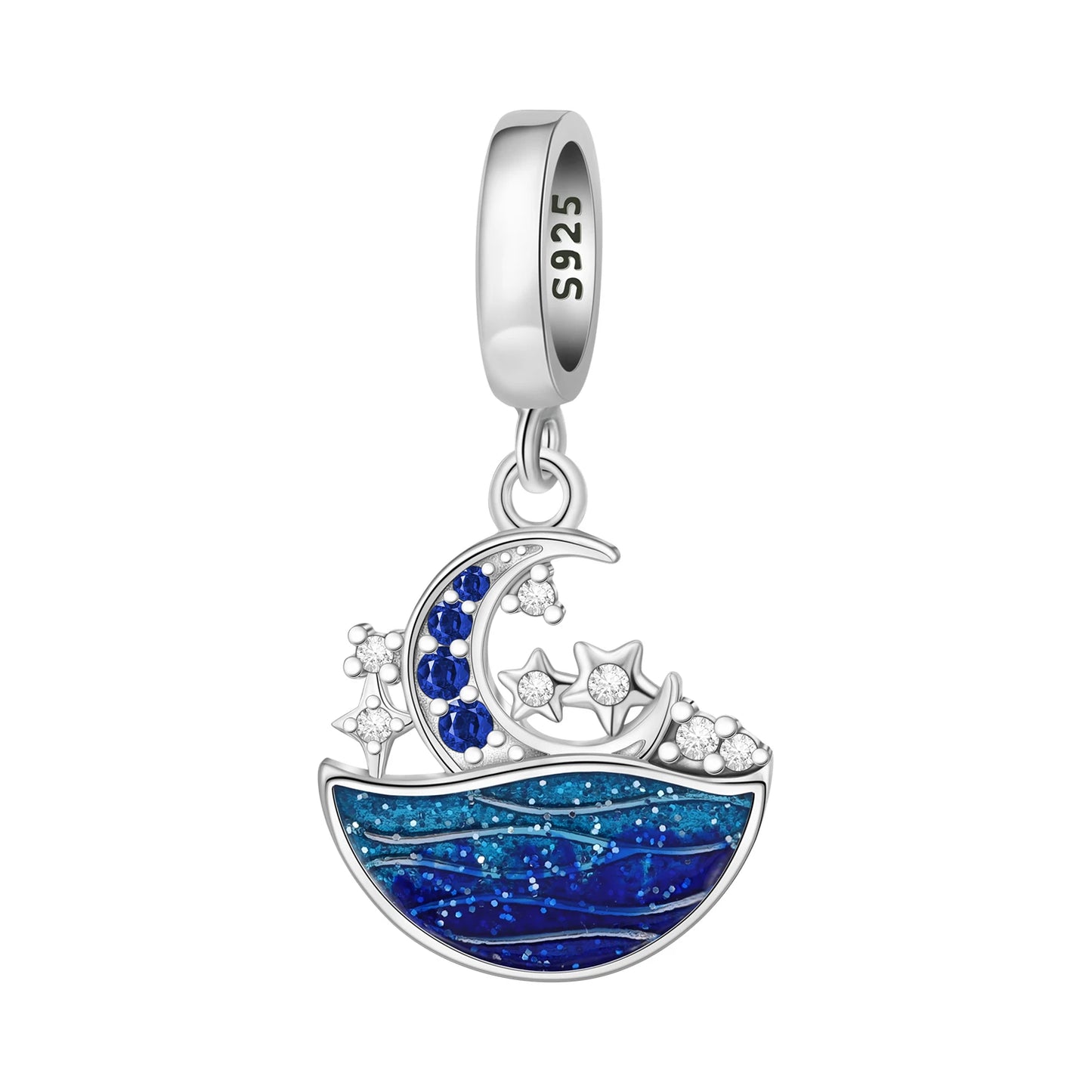 Blauer Charm, 925er Sterlingsilber, Ozeanperlen, Betta-Fisch-Anhänger, Geburtstagsfeier, Geschenk für Frauen, Armband, Halskette, DIY-Perlen, Schmuck