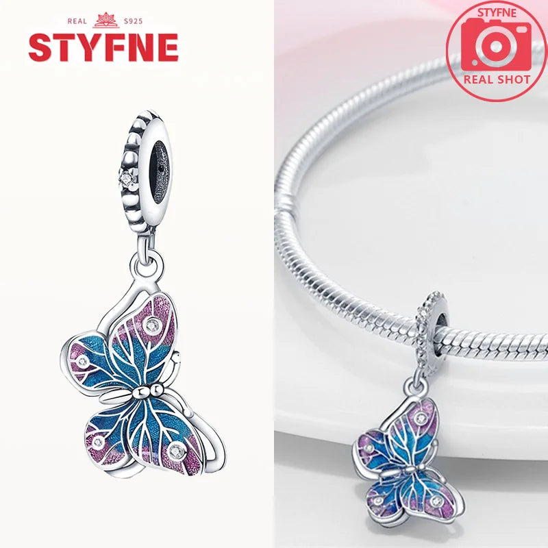 Neue Silber 925 Blaue Libelle Schmetterling Charms Perlen Fit Original Armband für Frauen DIY Edlen Schmuck Zubehör Perlen Geschenke