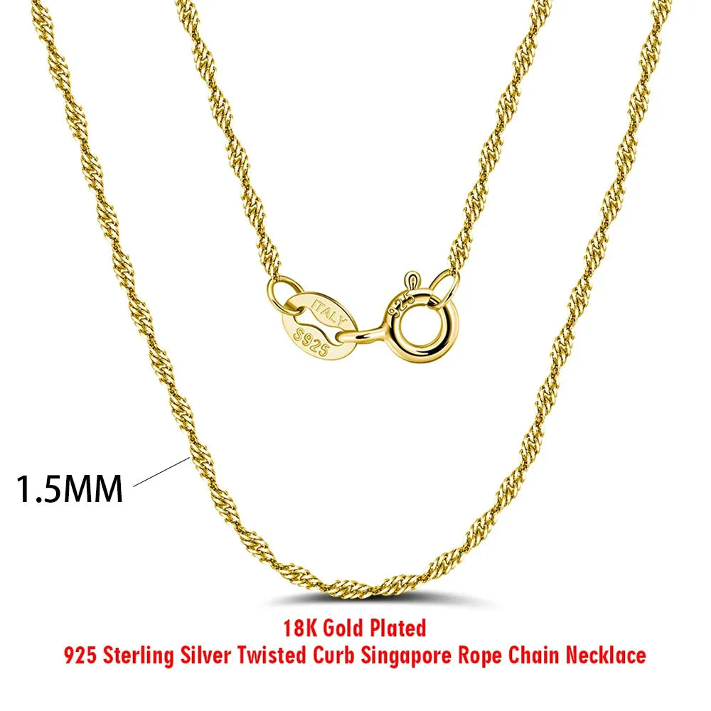 Effie Queen 100% 925 Sterling Silber Basis-Kettenhalsketten Box/Schlangen-/Chopin-/Figaro-Kette mit Perlen 40-60cm Unisex DIY Alltagskleidung