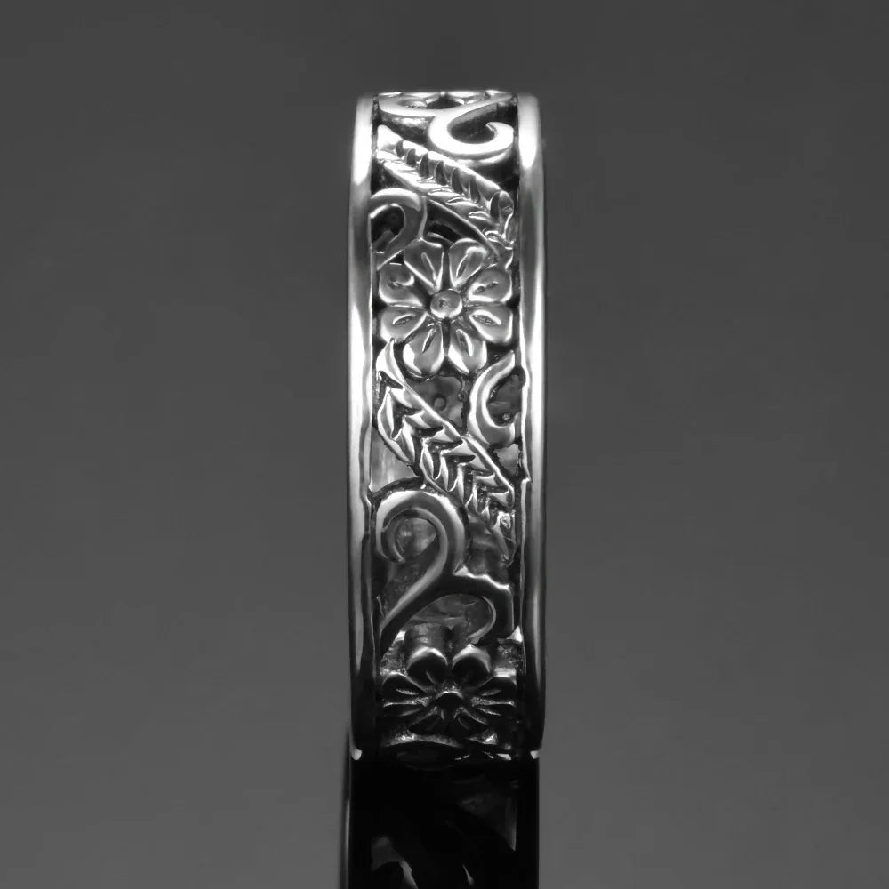 Ringe aus 925er-Sterlingsilber, ausgehöhlt, Vintage-Blumenform, mit Retro-Silber, Hip-Pop, coole Ringe, edler Schmuck, Geschenk für Damen und Herren