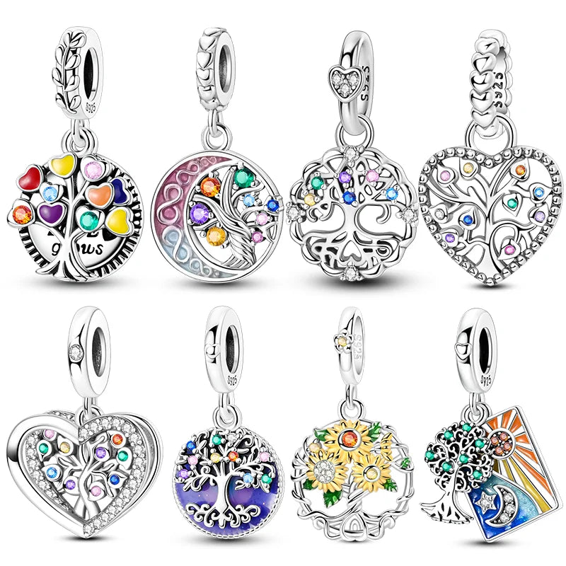 Charms aus 925er Silber, Baum des Lebens, passend für Original-Armbänder, Halsketten, Anhänger, Schmuck, Damen-Geschenk