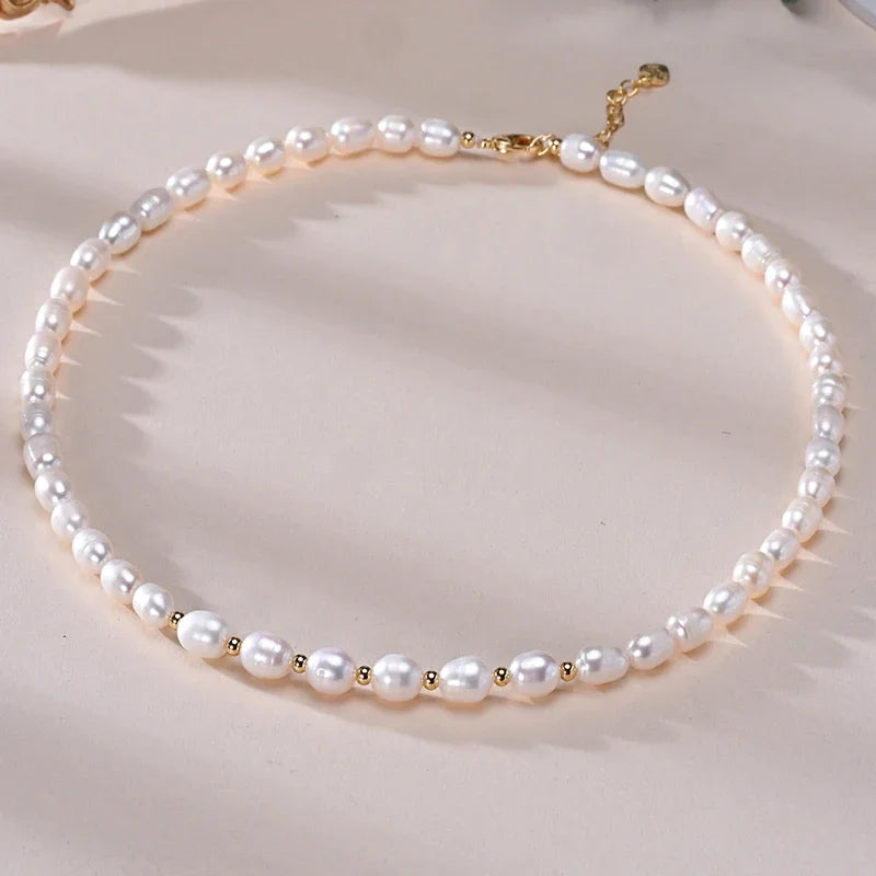 HENGSHENG 6–7 mm Reisform, Süßwasser, Weiß, Rosa, Lila, gemischte Farben, Perlenkette, 925er Sterlingsilber, Schmuck für Frauen und Mädchen