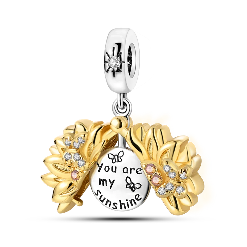 Charms-Perlen aus 925er-Sterlingsilber, modisches Biene- und Honigglas, Sonnenblume, Herbstserie, passend für Original-Armbänder, DIY-Schmuckherstellung