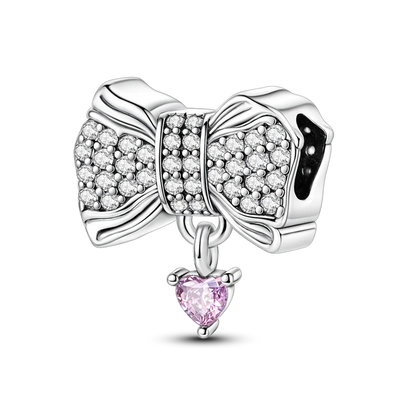 Original-Charm-Perle aus 925er-Sterlingsilber mit eingelegtem Zirkonium, Schleife, Liebesherz, Ballon-Anhänger, passend für Armbänder, DIY-Schmuckmarkierung