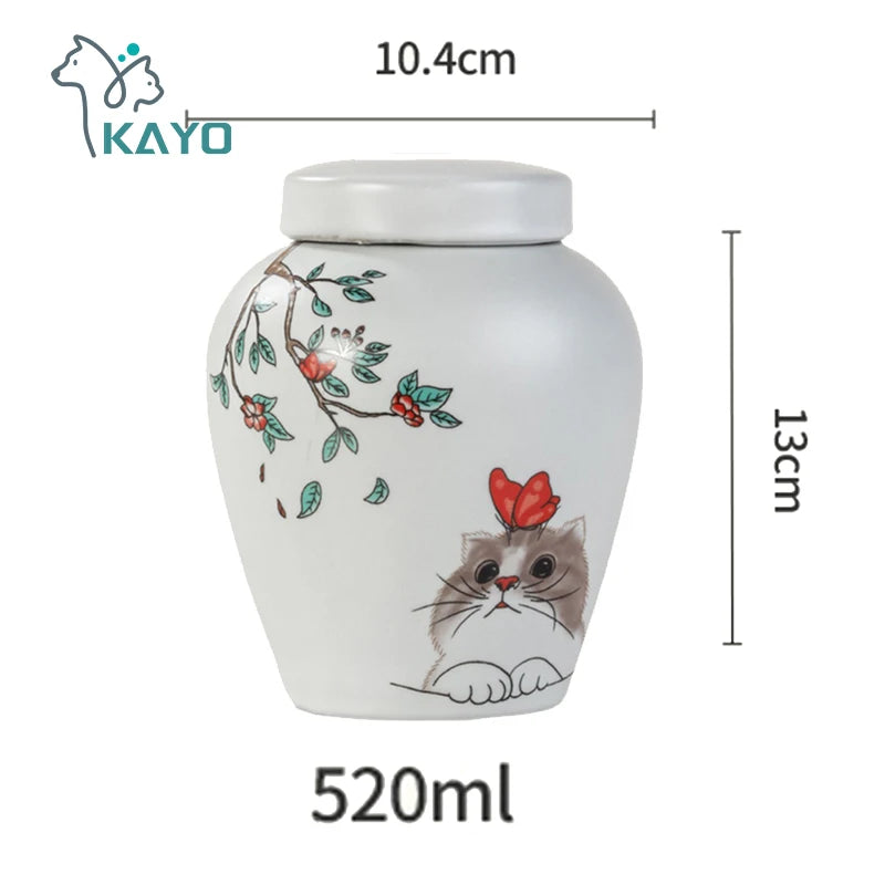 500ml Haustier Urne schöne zarte feuchtigkeit beständige Zähne Bart Gedenk sammlung Katze Hund Urne mit Schriften Behälter für Haustier Asche