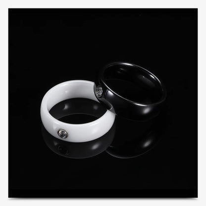 6MM Luxus Zirkon Keramik Ring Für Frauen Finger schmuck Zubehör Schwarz Weiß Farbe UNS Größe 6-9 wasserdicht Anti-fading