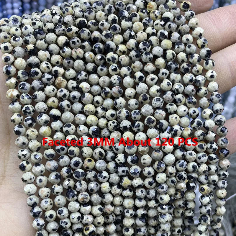 Natürliche Stein Dalmatiner Jaspis Runde Würfel Facettierte Rondelle Lose Spacer Perlen Für Schmuck Machen Charms DIY Armbänder Halskette