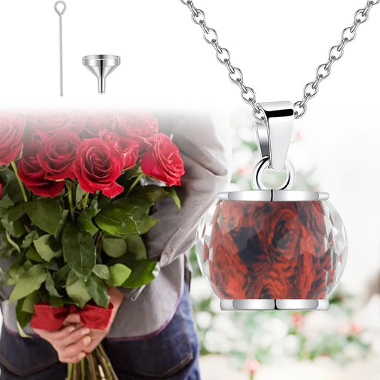 Rose Blume Einäscherung Urne Halskette für Asche Edelstahl Denkmal Einäscherung Schmuck Andenken Anhänger Halskette für Frauen Mädchen