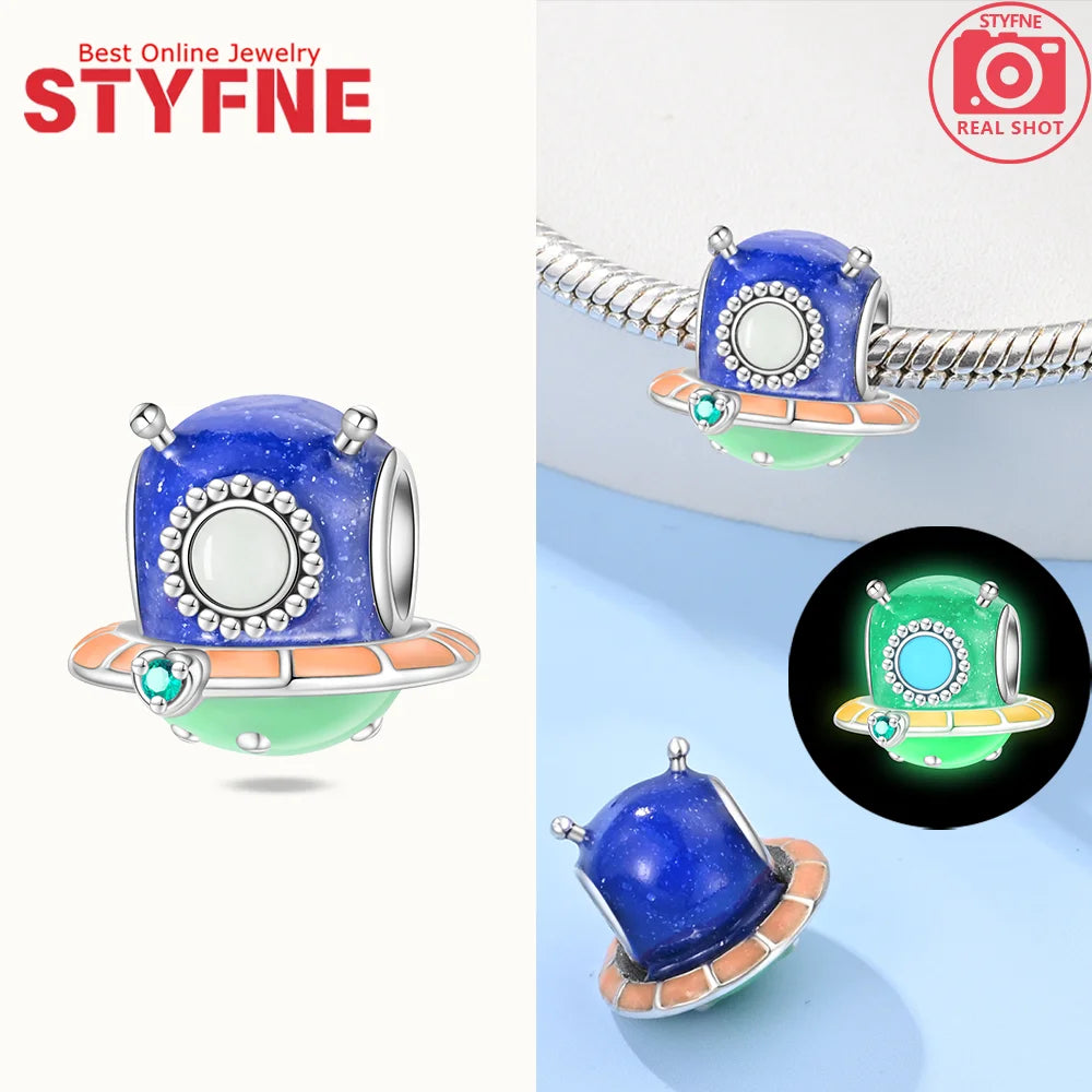 Sterling Silber 925, Fantasie, buntes Herz, Charm-Planeten-Anhänger, Perlen, passend für Original-Armband, Perle für Frauen, edler Schmuck, Geschenk