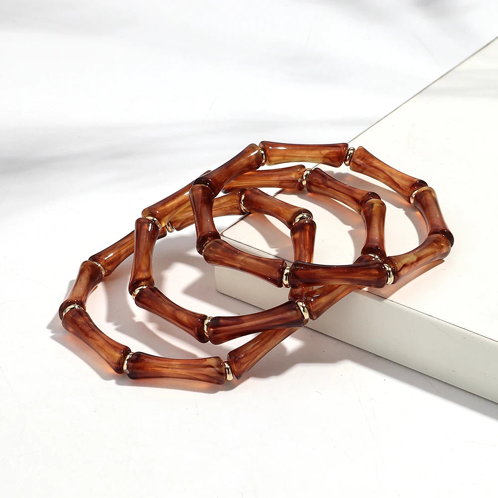 Retro Bernstein Unregelmäßige Geometrische Acryl Armbänder für Frauen Boho Statement Harz Stapelbare Armband Armreif Paar Schmuck Geschenke