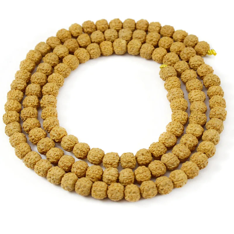 1 Strang natürliche Rudraksha Mala 108 Perlen 6/8/10/12 mm Rudraksha Gebetsperlen für Schmuck Halskette Armband Herstellung Zubehör