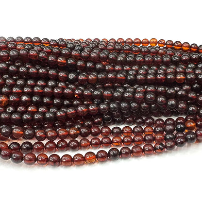 Veemake Natürlicher roter Blut-Bernstein, rund, lose, kleine Perlen für die Schmuckherstellung, Edelsteine, DIY-Halskette, Armbänder, Ohrringe 08469
