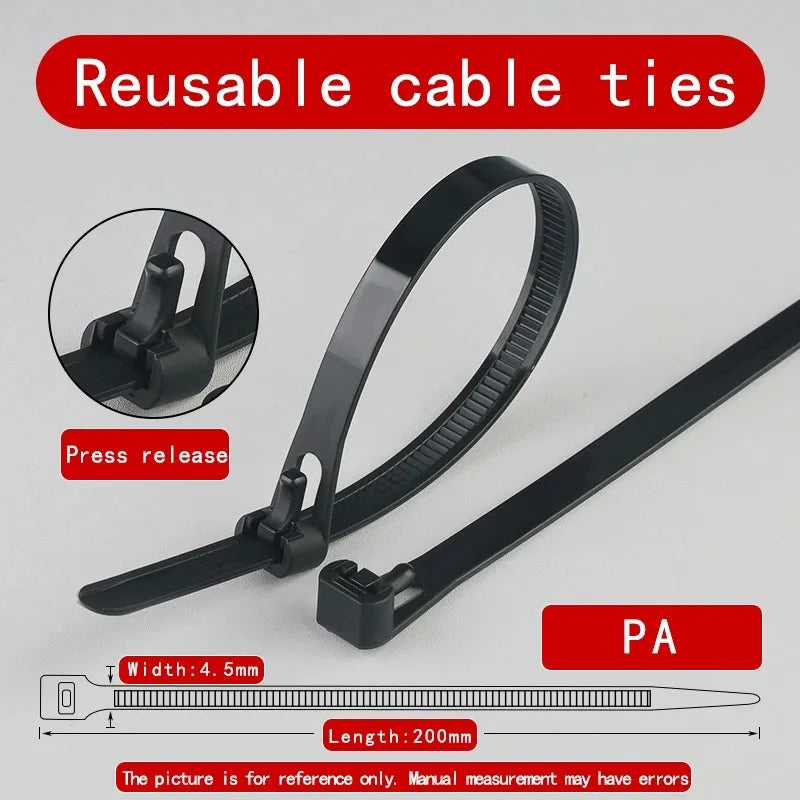 100 Stück wiederverwendbare Nylon-Kabelbinder 3,6 x 150 mm – Verschlussschlaufe, abnehmbar, gemischt in Schwarz und Weiß – ideal für die Organisation zu Hause und im Büro