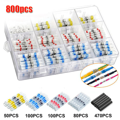 50-1000Pcs Solder Dichtung Draht Anschlüsse Schrumpf Solder Butt Isolierte Anschlüsse Solder Connector Kit Automotive Marine