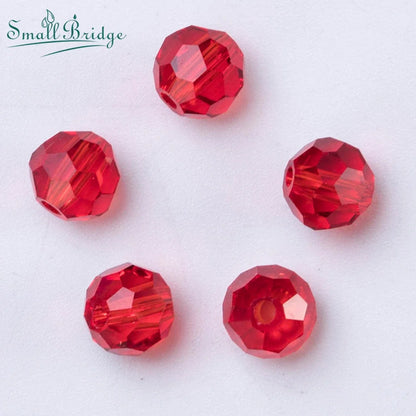 3 4 6 8 MM Rote Tschechische Runde Glaskugel Perlen Für DIY Armband Schmuck Machen Handwerk Zubehör Lose Doppelkegel Kristall Facted Bead