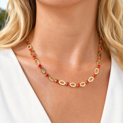 Vnox Goldfarbene ovale Hohlketten-Halskette, Strass-Halskette mit durchbrochenem Oval, handgefertigter Choker für Damen, Halskette, Schmuck, Geschenke