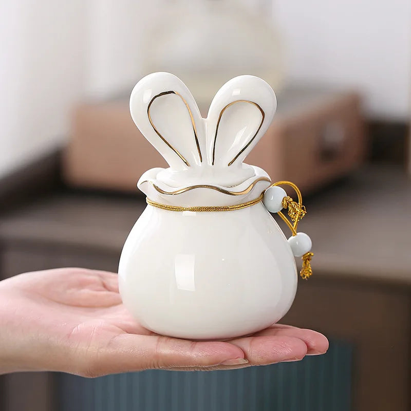 Rabbit Funeral Urn Ceramic Pet Ashes Cat Pet Urn Personalized Urn for Pets Animal Burial Urnas for Human Ashes Dog Memorial