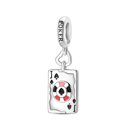 Geheimnisvoller Charm-Anhänger aus 925er-Sterlingsilber mit Hexen- und Tarotkarten-Spielkarten, passend für DIY-Armbänder, Halsketten, die als Glücksgeschenk wünscht