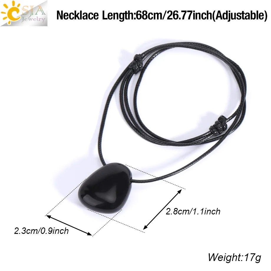 CSJA Naturstein Nugget Anhänger Halskette für Mann Heilung Kristall Amethysten Tigerauge Rhodonit Rosenquarz Charms Schmuck H551