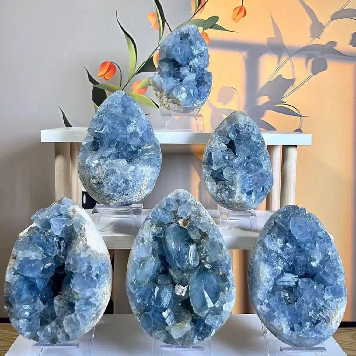 1 Stück natürlicher Celestit-Kristall, roher Druzy-Celestiet-Herz, Cluster, himmelblaue Geode, grobes Mineralblau, Celestite-Geode, Celestite Raw