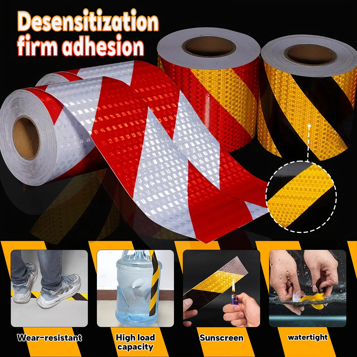 Reflektierendes Twill-Klebeband, hohe Sichtbarkeit, selbstklebender Sicherheitswarnaufkleber, Auffälligkeit für LKW