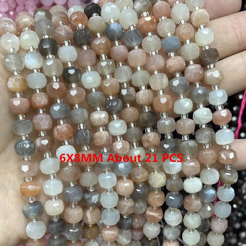 Natürliche Sonnenstein Edelsteine Unregelmäßige Facettierte Rondelle Runde Lose Spacer Perlen Für Schmuck Machen DIY Armband Halskette Zubehör
