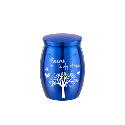 Kleine Andenkenurne in 7 Farben für menschliche Asche, Baum des Lebens, Feuerbestattungsurnen, Mini-Urnen, perfekter Gedenk-Aschenhalter aus Aluminiumlegierung