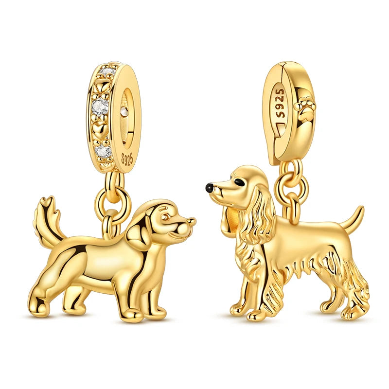 Goldfarbene Charms aus 925er Sterlingsilber, original goldene Sicherheitskette, runder Abstandshalter-Clip-Charm, DIY-Schmuck für Damen, Armband, Geschenk