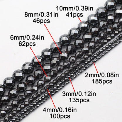 15'' Mehrfarbiger facettierter runder Hämatit-Naturstein 2/3/4/6/8/10 mm lose Perlen für DIY-Schmuckherstellung, Armband, Halskette, Earri