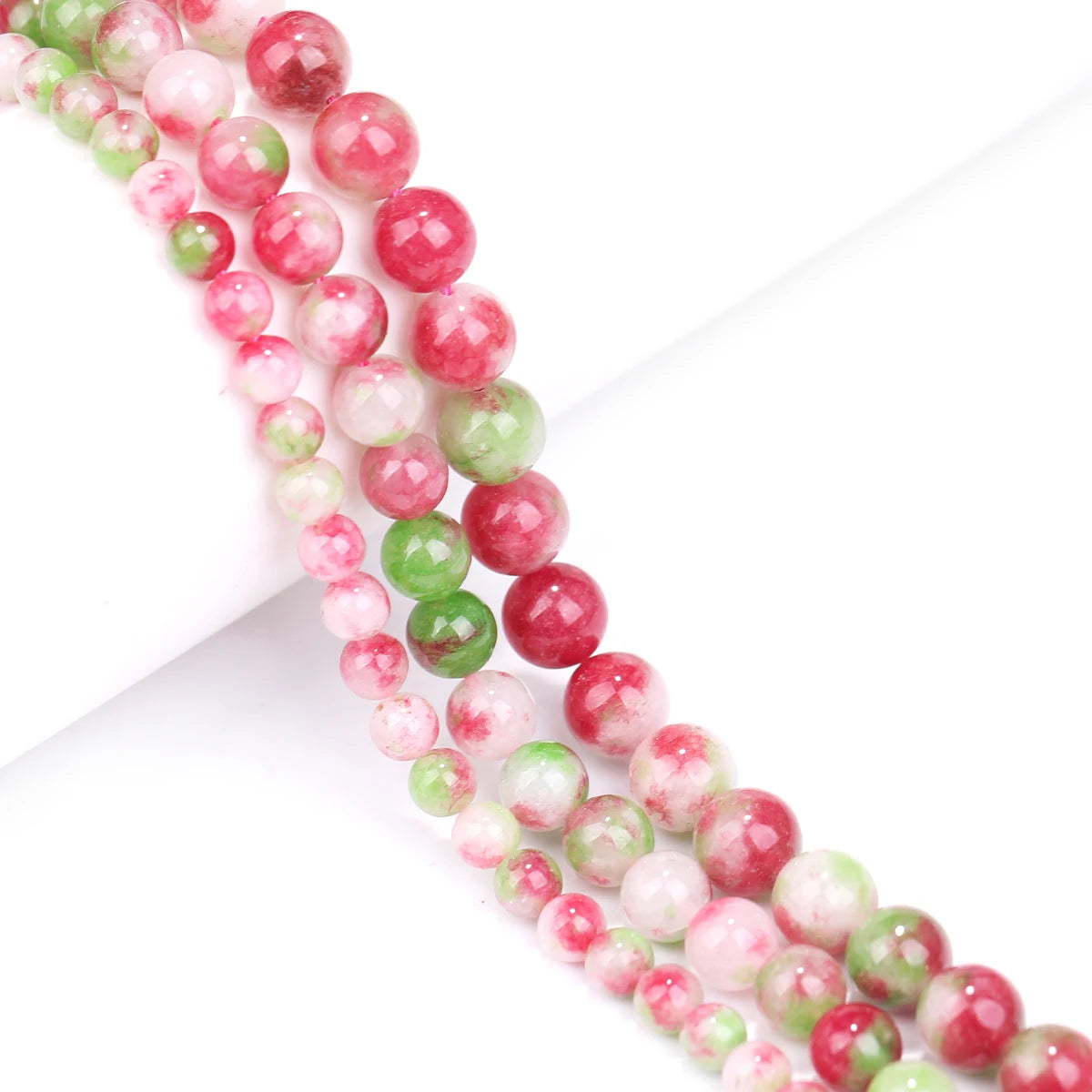 Natursteinperlen Wassermelone Turmalin Jade Lose Distanzperlen für Schmuckherstellung DIY Halskette Armband Handgefertigte Accessoires